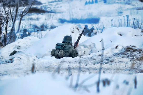 stock image Military historical reconstruction of World War II.