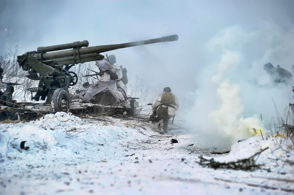 stock image Military historical reconstruction of World War II.