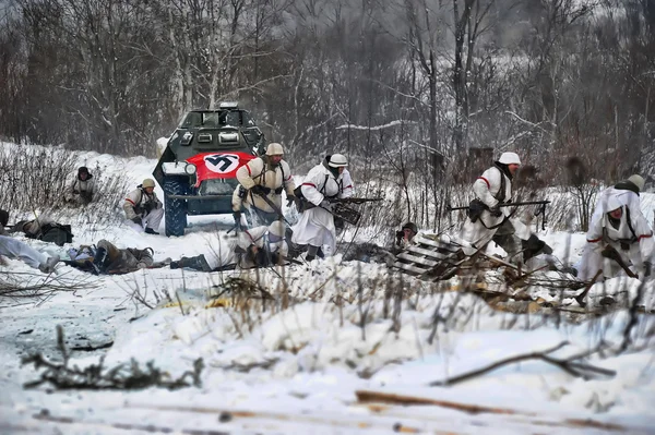 stock image Military historical reconstruction of World War II.