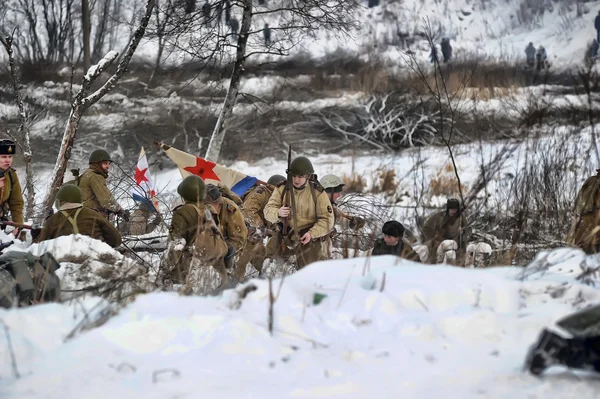 stock image Military historical reconstruction of World War II.