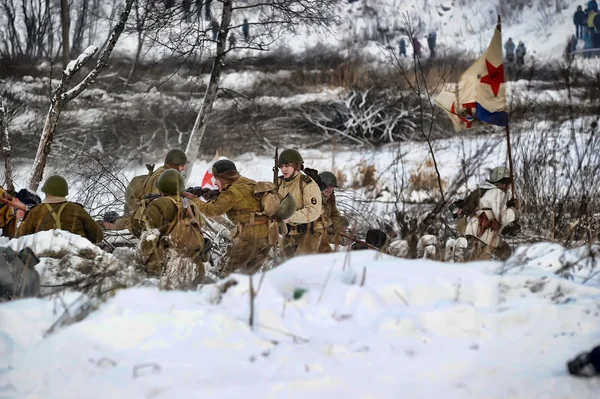 stock image Military historical reconstruction of World War II.