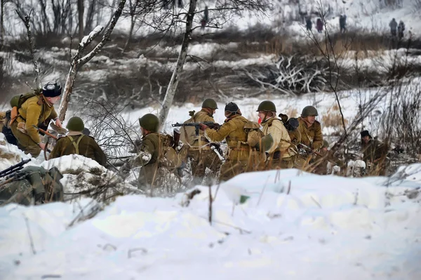 stock image Military historical reconstruction of World War II.