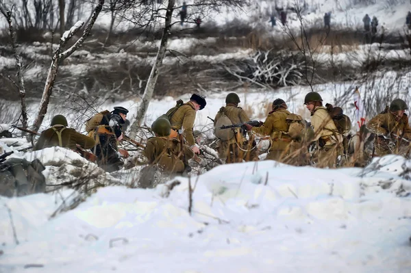 stock image Military historical reconstruction of World War II.