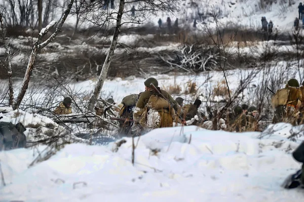 stock image Military historical reconstruction of World War II.