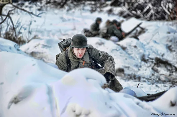 stock image Military historical reconstruction of World War II.