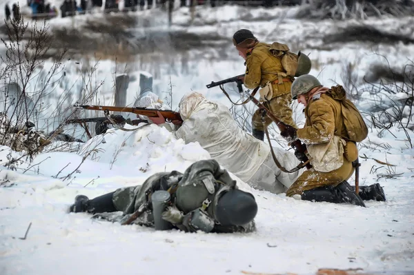 Military historical reconstruction of World War II. — Stock Photo, Image