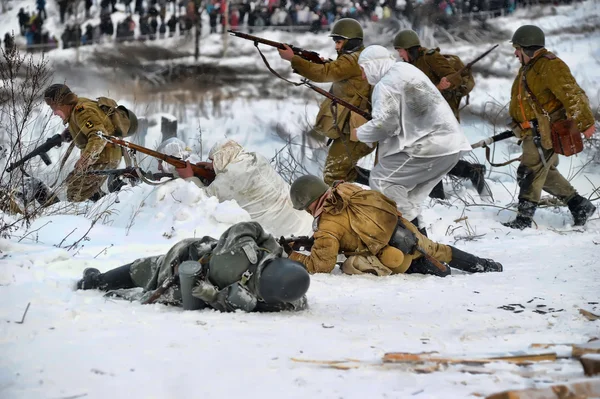 stock image Military historical reconstruction of World War II.