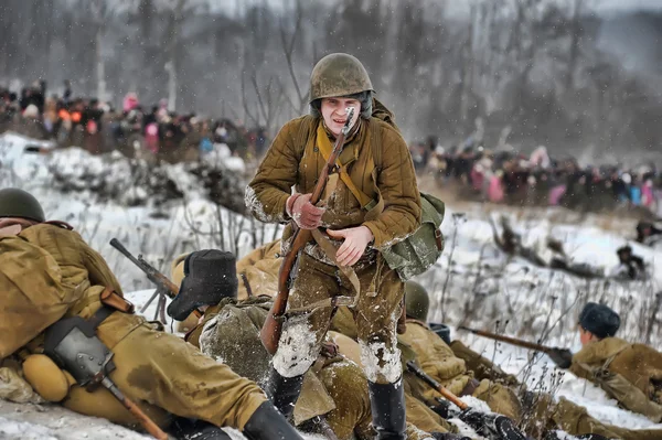 stock image Military historical reconstruction of World War II.