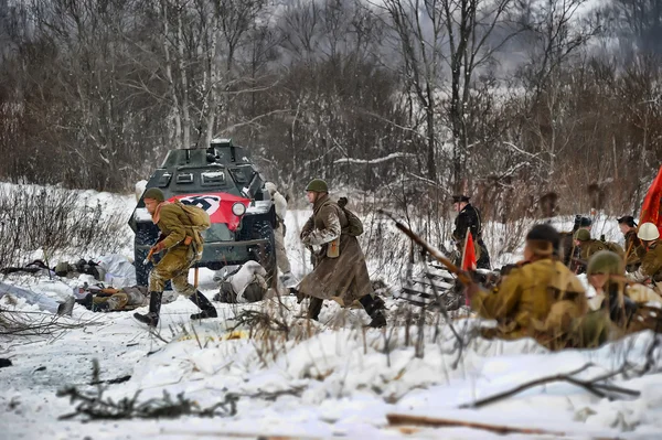 stock image Military historical reconstruction of World War II.