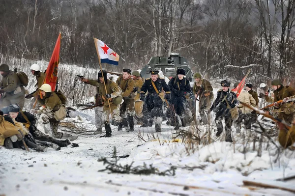 stock image Military historical reconstruction of World War II.