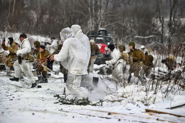 stock image Military historical reconstruction of World War II.