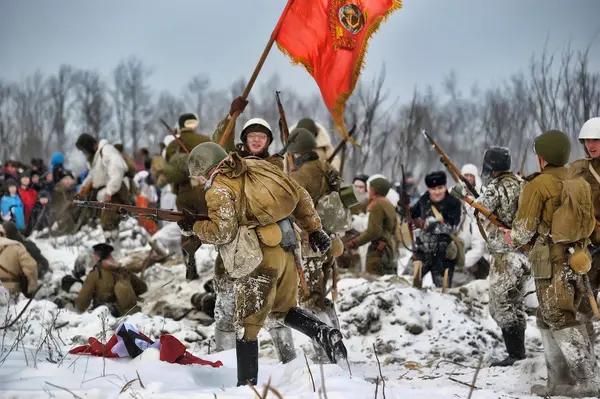 stock image Military historical reconstruction of World War II.