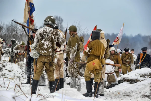stock image Military historical reconstruction of World War II.