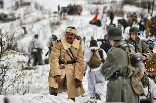 Military historical reconstruction of World War II. — Stock Photo, Image