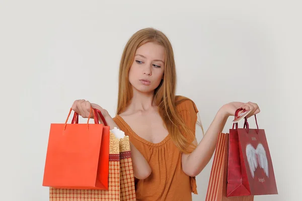 Woman with shopping — Stock Photo, Image