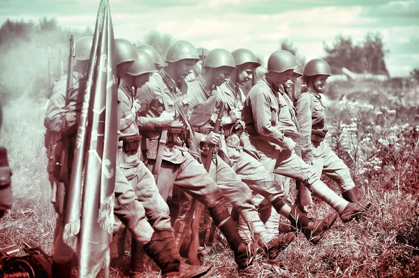 Reconstruction of the battles of the second world war — Stock Photo, Image