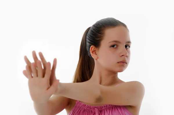Зображення дівчини, що робить стоп жест — стокове фото
