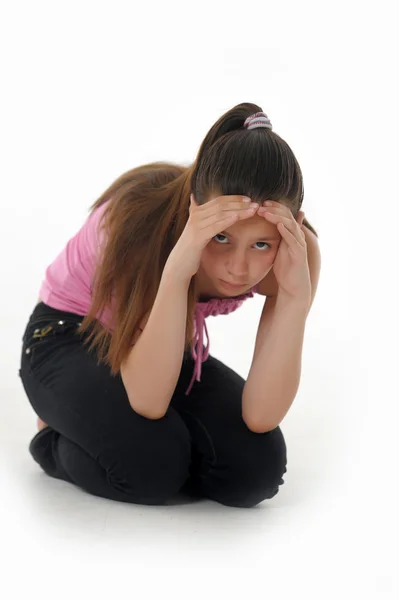 A menina adolescente na depressão — Fotografia de Stock
