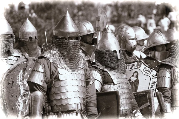 Medieval knights in armor — Stock Photo, Image