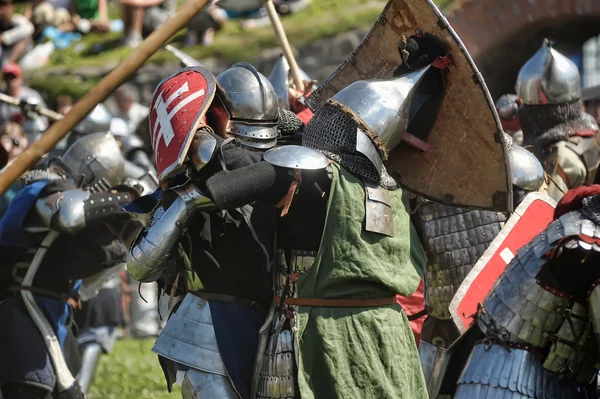 Μεσαιωνικοί ιππότες με πανοπλία — Φωτογραφία Αρχείου