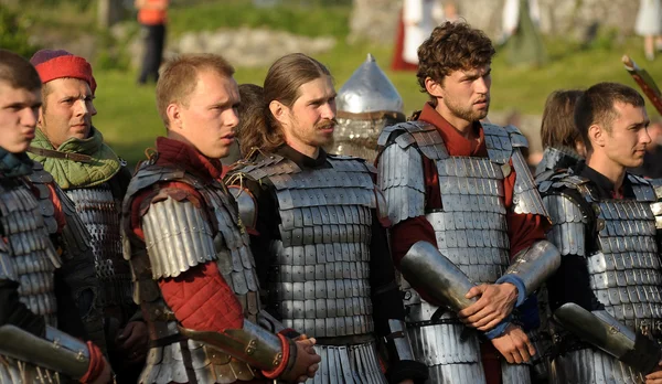 Lotta di cavalieri medievali — Foto Stock