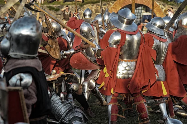 Lotta di cavalieri medievali — Foto Stock
