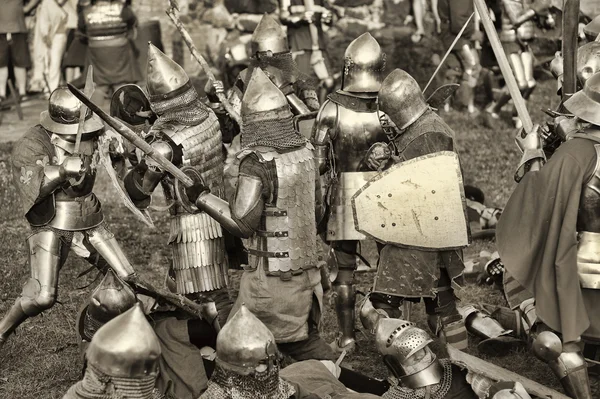 Slagsmål av medeltida riddare — Stockfoto