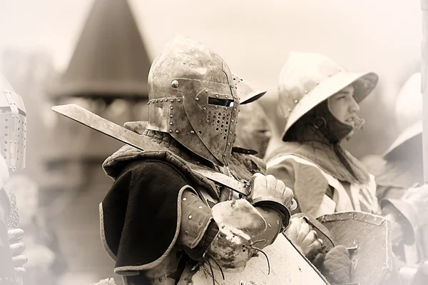 Boj o středověkých rytířů — Stock fotografie