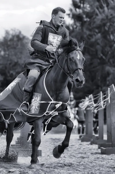 Un cavaliere a cavallo veloce — Foto Stock