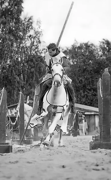 Um cavaleiro montando cavalo rápido — Fotografia de Stock