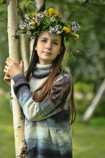 The brunette with the wreath on the head — Stock Photo, Image