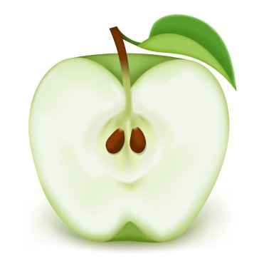 Half a green apple clipart