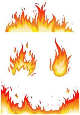 Vector set: fire flames - collage clipart