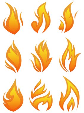 Vector set: fire flames - collage clipart