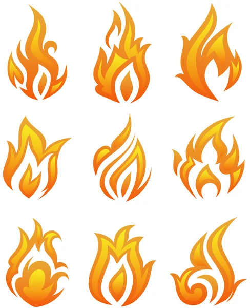 Vektorové sada: fire flames - koláž — Stockový vektor