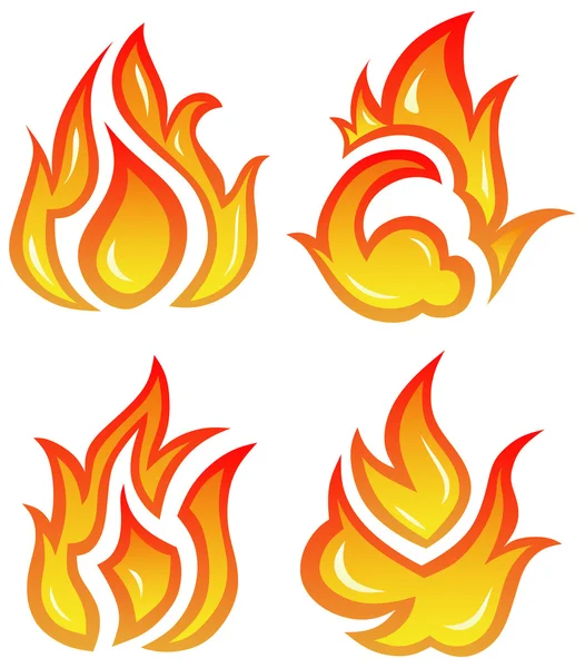 Conjunto de vetores: chamas de fogo - colagem —  Vetores de Stock