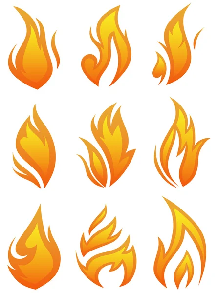 Vector set: fire flames - collage — Stock Vector