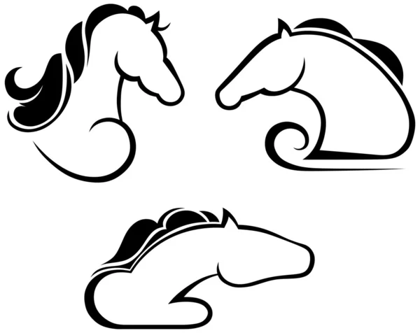 Conjunto de cavalos pretos —  Vetores de Stock