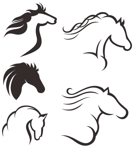 Set of black horses — Stock Vector