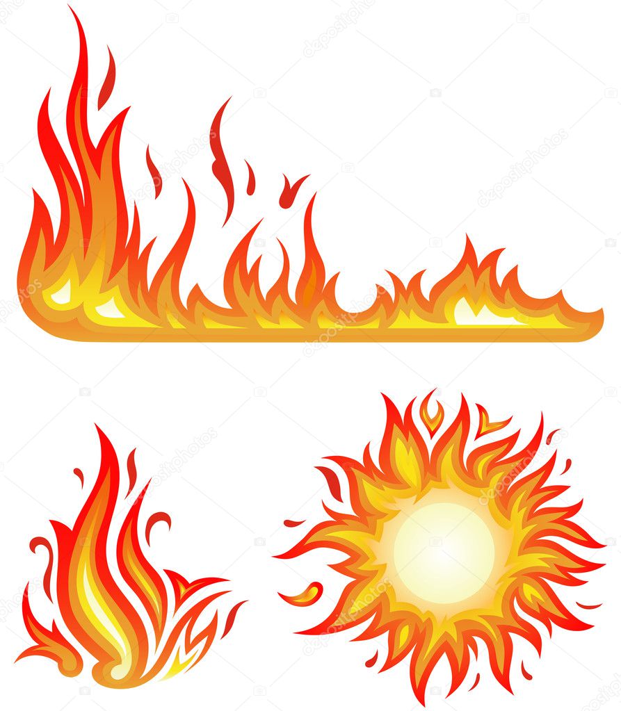 Vector set: fire flames - collage