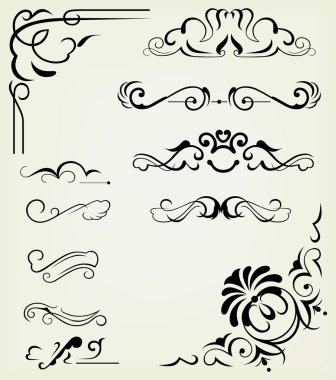 Calligraphic design elements and page decoration clipart