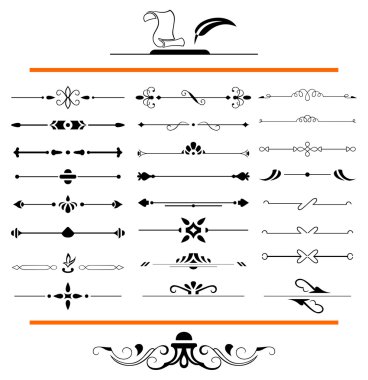 Calligraphic design elements and page decoration clipart