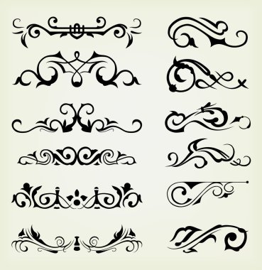 Calligraphic design elements and page decoration clipart