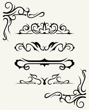 Calligraphic design elements and page decoration clipart