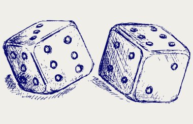 Sketch two dices clipart