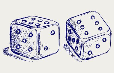 Sketch two dices clipart