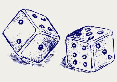 Sketch two dices clipart