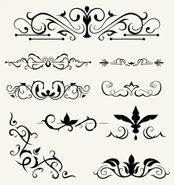 Calligraphic design elements and page decoration — Stock Vector