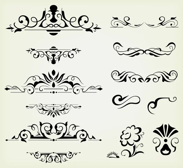 書道のデザイン要素とページの装飾 — ストックベクタ