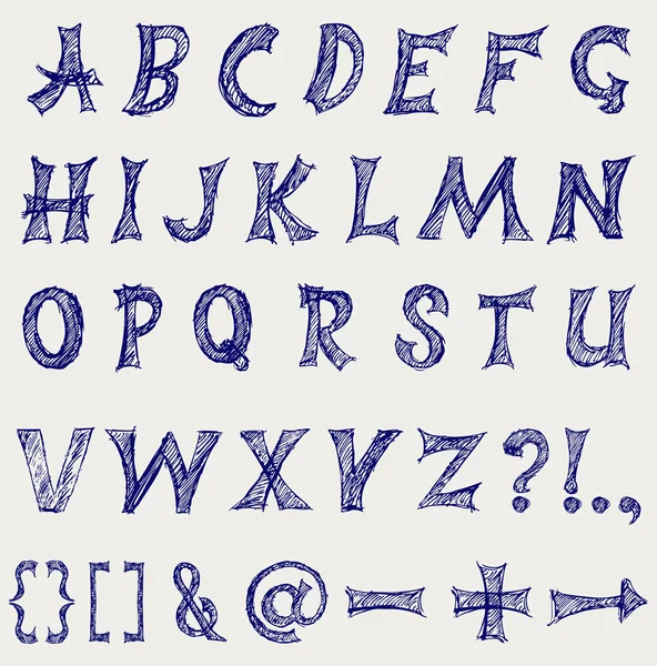 Alphabet de style croquis — Image vectorielle